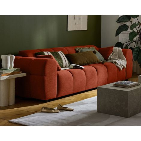 Ray - 3-sitzer einzelsofa aus strukturiertem stoff - rot