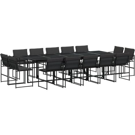 Maison Exclusive - 15-tlg. Garten-Essgruppe mit Kissen Schwarz Te