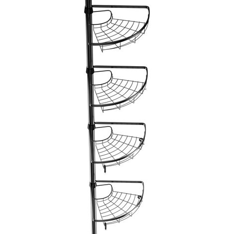 Haloyo – Etagère d'angle de douche télescopique en acier inoxydable – Support réglable 110-280 cm – Installation sans perçage – Noir