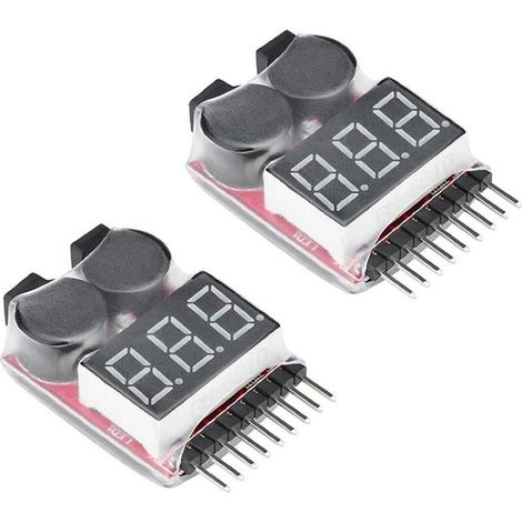 Battery Tester, Buzzer, Low Voltage Alarm, Voltage Checker with LED Indicator for LiMn Lipo Life Lithium Ion Battery (2pcs) (1/5)