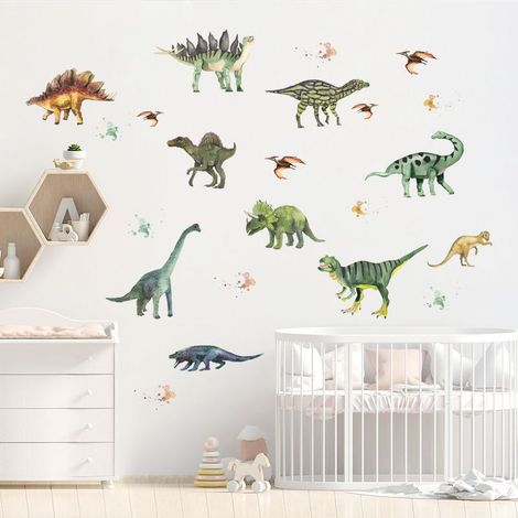 Bunte Dinosaurier-Wandtattoos, große Dinosaurier-Wandaufkleber, selbstklebende Dinosaurier-Fußabdruck-Wandtattoos, niedliche Dinosaurier-Wandtattoos fürs Jungenzimmer (1/4)