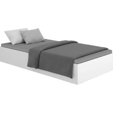 Letto Singolo Alamosa, Contenitore, Dimensione Materasso 90x190 cm, Bianco