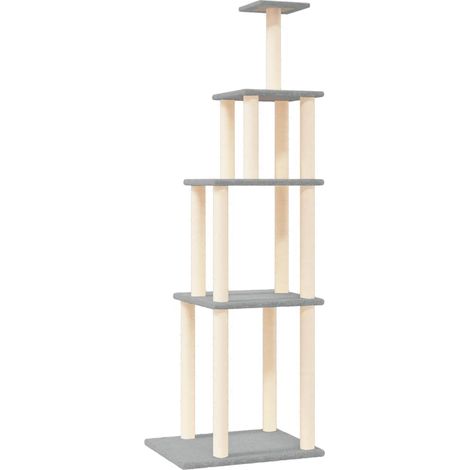 vidaXL Rascador para gatos con postes de sisal gris claro 183 cm (1/2)