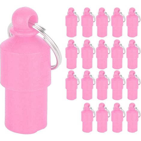 Lot de 20 étiquettes anti-perte pour animaux de compagnie (chien/chat) avec nom et adresse, à ranger dans un tube en forme de collier (rose) (1/2)