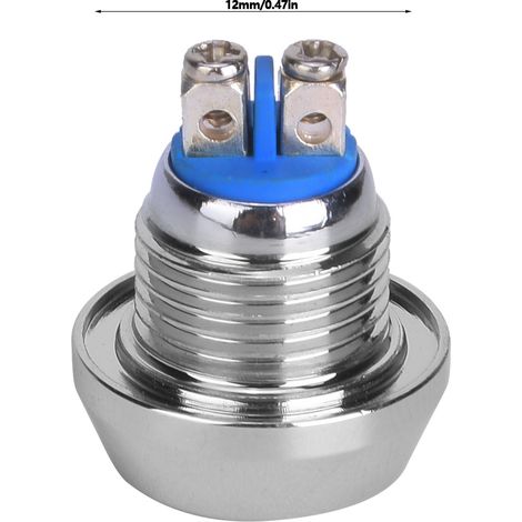 Metall-Drucktaster 1NO 12mm 2A/36VDC mit Muttern (Rot, Gelb, Blau, Weiß, Metallisch) (1/5)