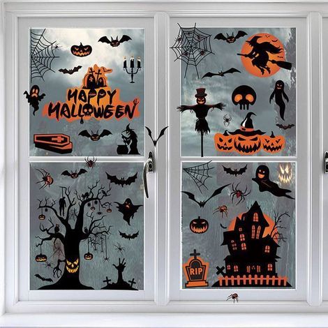 Pack de 8 pièces 2535 cm Stickers muraux Halloween, décorations de citrouilles, stickers muraux DECORATION DE FETE MURALE ENEVAOCT (1/5)