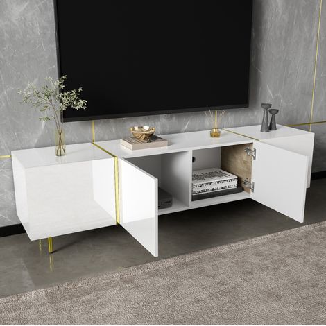 TV Möbel Sideboard Aufbewahrung 170 cm Weiß OKMYHOME (1/5)