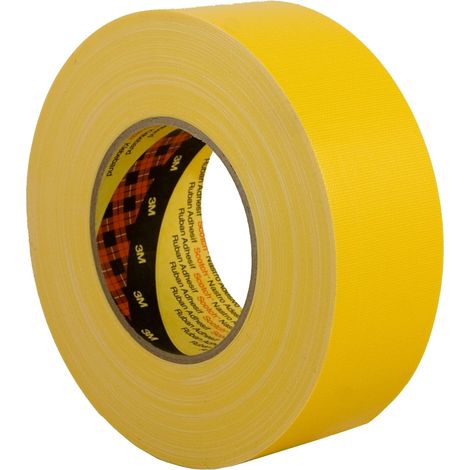 Ruban Adhésif Toilé Jaune - 1 Rouleau - Tissu Imprégné PE - Résistant à l'Eau et Déchirable - Usage Industriel et Chantier - 50 mm x 50 m (1/4)