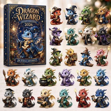 Drache als Zauberer Adventskalender 2026 2D Überraschungsbox