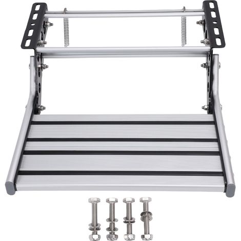 Marches pour camping-car, capacité de charge de 400 lb, échelle simple en alliage d'aluminium, escalier d'entrée télescopique manuel pliable pour camping-car, véhicule, van, camping-car, remorque de v (1/5)