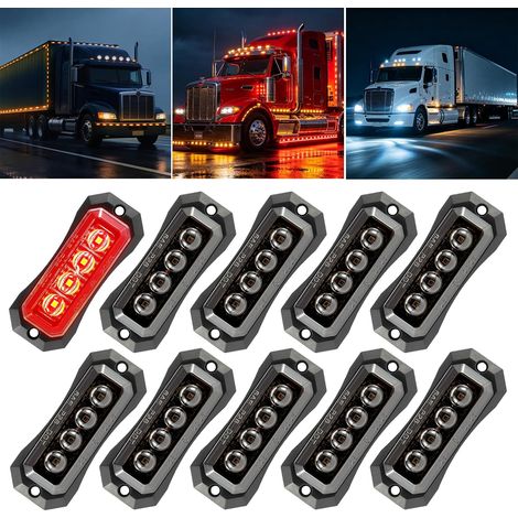 10× Feux de Gabarit à LED 12V-24V, Feu de Gabarit Remorque pour Camion Bus Caravane Utilitaire Robuste (1/5)