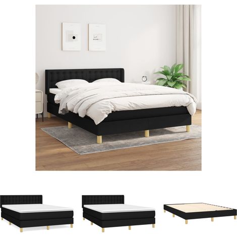 The Living Store - Boxspringbett mit Matratze Schwarz 140x190 cm Stoff (1/5)