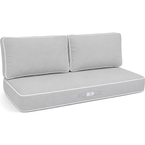 Coussins salon jardin premium déhoussable 120x60cm Gris clair