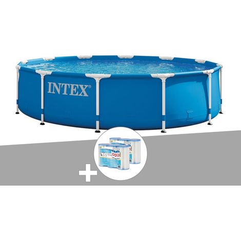 Kit piscine tubulaire Intex Metal Frame ronde 3,66 x 0,76 m + 6 cartouches de filtration
