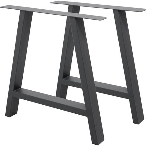 ECD Germany 2x Set de Patas de Mesa Industriales Antracita Pies de Escritorio Banqueta Modernos Estables 70 x 72 cm Forma A Protección Soportes Perfiles de Acero Suelo para Cocina Oficina Comedor (1/5)