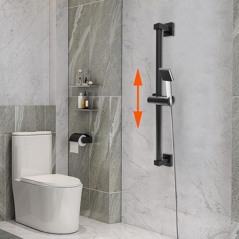 Duschstange für Handbrausen Höhenverstellbar Wandmontage Duschkopfhalter Edelstahl 60 cm für Badezimmer für Flexible Anpassung (Grau) (1/5)