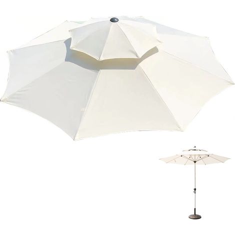 Toile de rechange pour parasol double couche, Protection UV, Imperméable, Toile de parasol à 8 baleines, Beige (Toile de parasol uniquement, 2,7 m) (1/5)