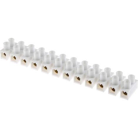 Bornier de raccordement RS PRO, 12 pôles , 15mm, A visser, 16mm², 30A ( Prix pour Paquet de 5 ) (1/2)