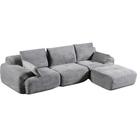 Canapé modulable 3-2-1 avec fonction lit, tissu côtelé (1/5)