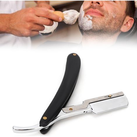 Porte-lame rasoir vintage pour barbier - Outil de rasage pliant professionnel en argent (1/5)