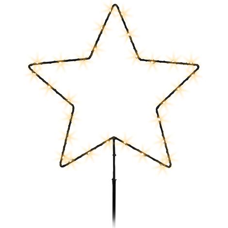 LED Gartenstecker Stern Silhouette mit Timer - 70 x 30 cm - Metall Schattenbild beleuchtet mit Gold LED Batterie betrieben - Beet Stecker Weihnachten Winter Garten Deko Beleuchtung