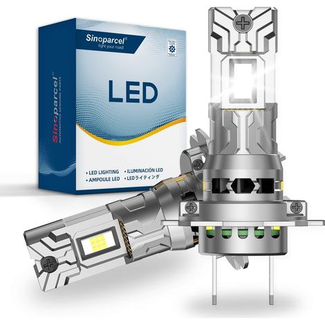 H7 LED Ampoule de Phare, Feux de Croisement/Route 2 Pcs  Lampe Anti-erreur, 6500K Blanc, Taille 1:1 Halogène, Plug (1/5)
