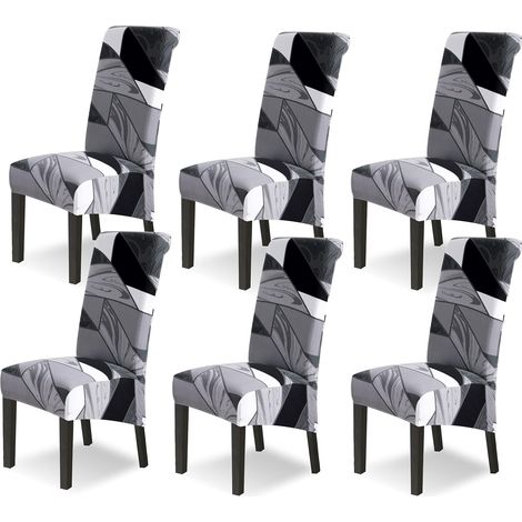 6er-Set extra große, dehnbare Stuhlhussen für Esszimmer, abnehmbar und waschbar, ideal für Hotel und Küche