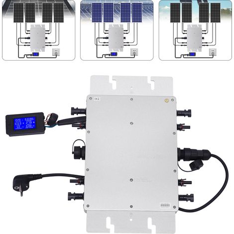 【Maison connectée】Micro-onduleur Solaire 1200 W, en Aluminium, IP65 Étanche, avec Écran LCD et Suivi MPPT, 220 V, pour Panneaux Solaires 30/36 V, Grid-Tie (1/5)
