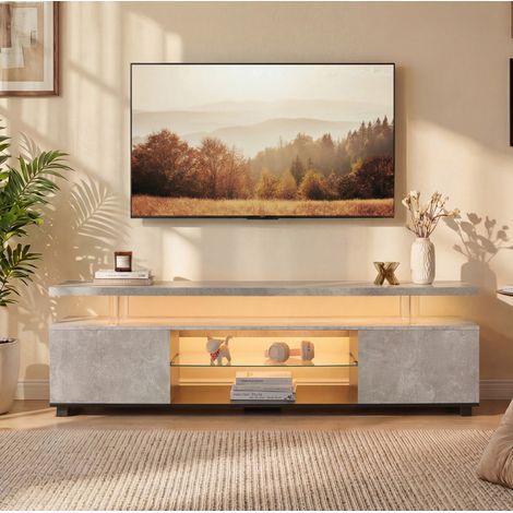 Mueble TV LED para televisor de 60 pulgadas, 130 x 40 x 48 cm, madera reconstituida, gris y negro (1/5)