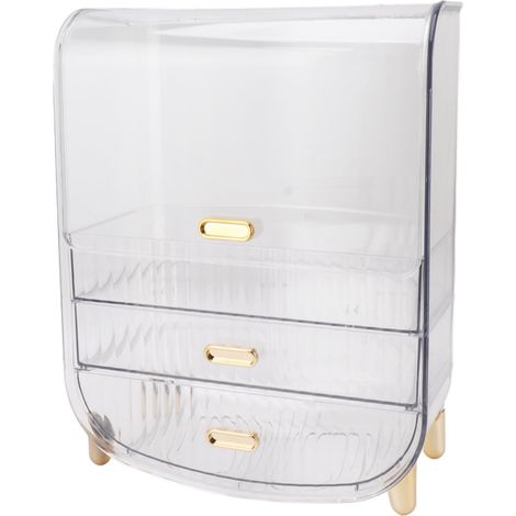 Organisateur de beauté pour la maison ou la chambre étudiante, commode, étui de rangement, couvercle pour masque facial et rouge à lèvres, tiroirs, étagère transparente (1/5)