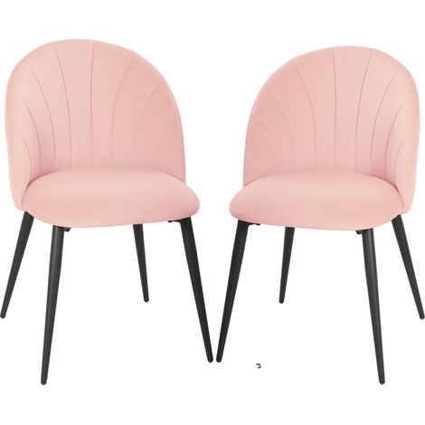 HOMCOM Set di 2 Sedie da Cucina in Velluto con Schienale a Conchiglia, Rosa