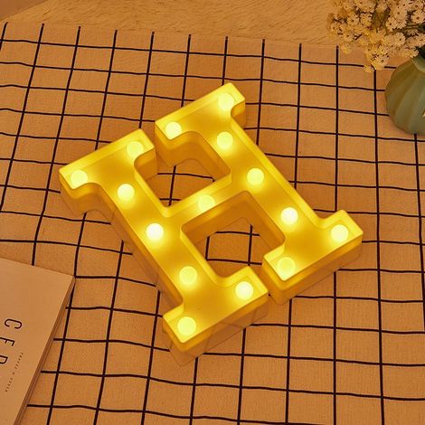 Jandei - Letras LED Letra H iluminadas luz blanca cálida altura 22cm con pilas 2xAA Letras LED