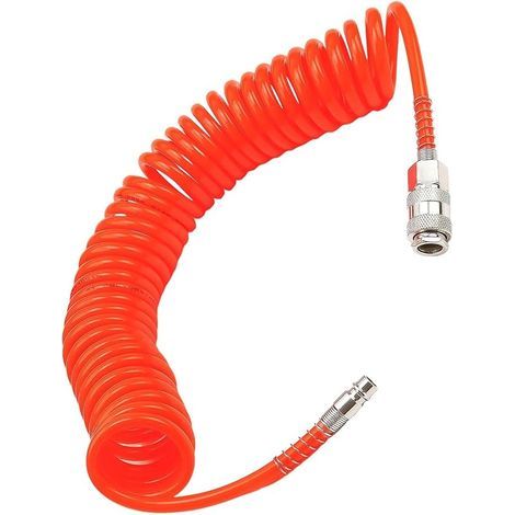 6 Mètres Tuyau Compresseur D'air, PU Flexible Compresseur Air, Équipé D'un Raccord Rapide 1/4 Pouce, Antidéflagrant Tuyau Compresseur, Diamètre 5 × 8 mm (Pression Maximale 10 bar) (Orange) (1/5)