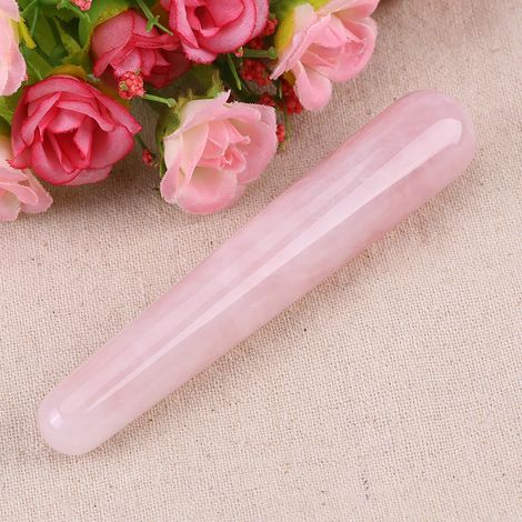 100 mm natürlicher Rosenquarz-Gesichtsmassagestab (1 Stück) (1/5)