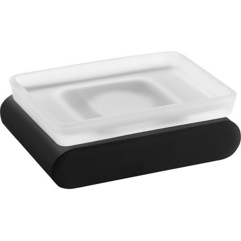 Sapho Flori - Jabonera con soporte, cristal opaco/negro RF002/15