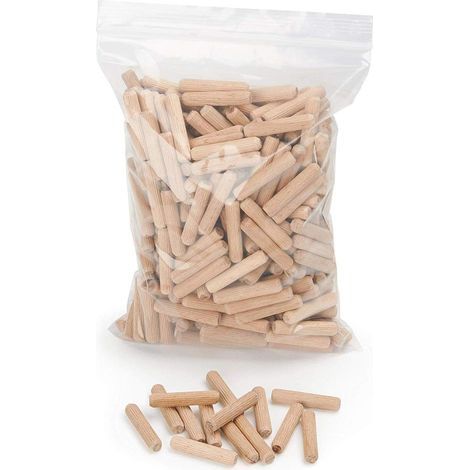 400 pcs de cheville bois 8 mm x 40 mm - goujon bois de hêtre massif idéal pour fraise à bois - convient pour gabarit de percage/guide de percage (1/4)