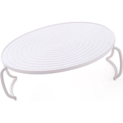 Plateau micro-ondes polyvalent blanc circulaire support vapeur avec poignée en ABS 23.5x8.3 cm cuisine 1 pièce (1/4)