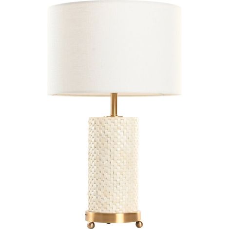 Lampara Sobremesa Laton Hueso 36X36X46 Blanco (1/5)