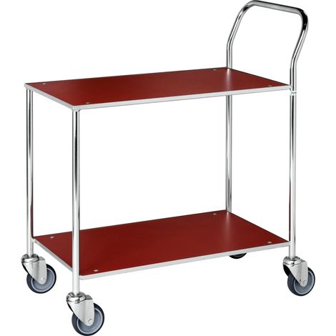 Kongamek Tischwagen voll verschweisst, rot mit verzinktem Rahmen 755x430mm Ladefläche und Bremse