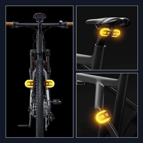 Intermitentes para bicicleta, función de carga USB, control remoto inalámbrico para intermitentes y luces traseras, desmontable (1/4)