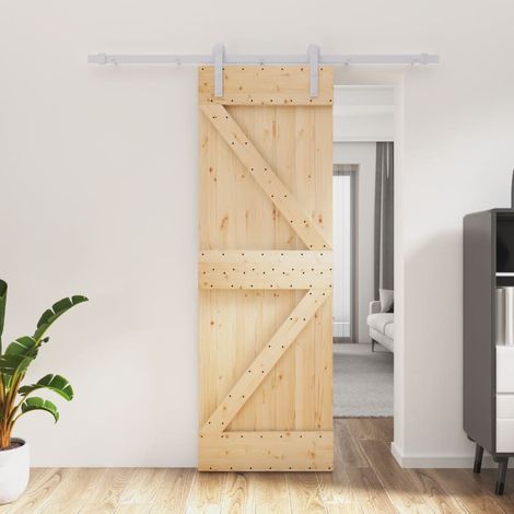 Puerta corredera con herrajes madera maciza de pino 70x210 cm vidaXL (1/5)