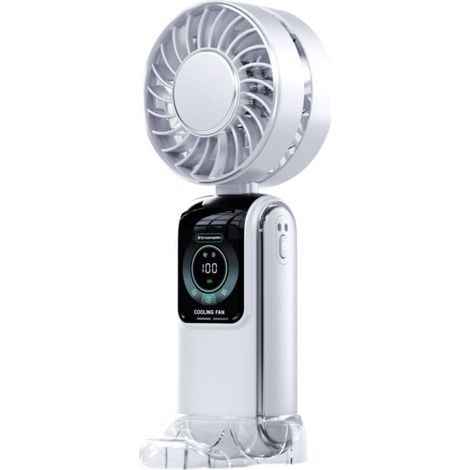 AMXCNOY USB-wiederaufladbarer, tragbarer Ventilator mit 100 Geschwindigkeitsstufen, Mini-Tischventilator zum Zusammenklappen mit LED-Anzeige, für den Innenbereich (Zuhause, Büro, Schlafzimmer) und Auß (1/5)