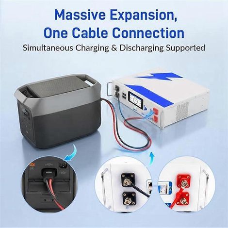 2 câbles d'extension 50 A 8 AWG de 1 m pour connexion de batterie WattCycle 48 V et adaptateur d'extension ECoFlow Delta2/3 PPS (1/5)