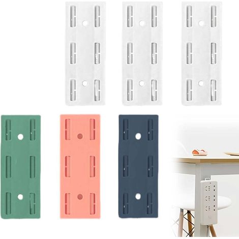 6 Pcs Support de Douille sans Poinçon, Auto-Adhésive, Fixation Multiprise Murale idéal pour l'organisation électrique d'un Bureau de Cuisine (1/5)