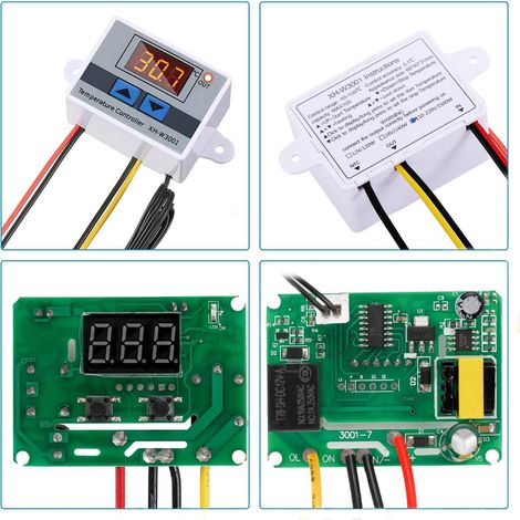 Modulo regolatore di temperatura LED digitale AC 110V - 220V da 1 pezzo, interruttore termostato w3001 con sonda impermeabile, termostato di raffreddamento programmabile - da 50℃ a 110℃ (1/4)
