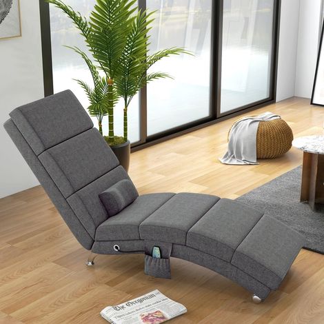 Fauteuil relax avec fonction massage, inclinable, télécommande, 5 modes, avec coussin, gris foncé, fauteuil de relaxation (1/5)