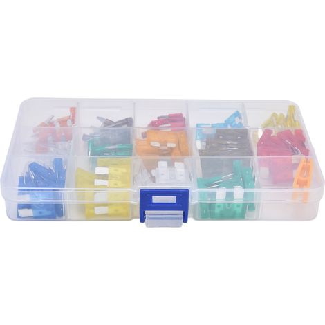 140-teiliges Mini-Sicherungsset (2–40 A) für Kraftfahrzeuge mit Klemmen, Ersatzsicherungen für Autos, 5 x 20 mm Flachsicherungen, Aufbewahrungsbox (1/5)