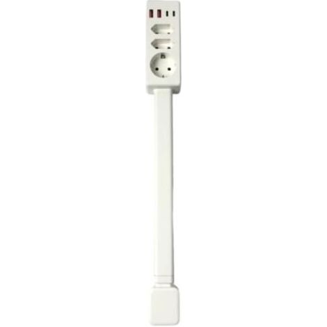 Multiprise rétractable 20W – Charge rapide 4 ports USB – 3 prises secteur extensible 47-67cm – Rotation 180° – Prise européenne (1/4)