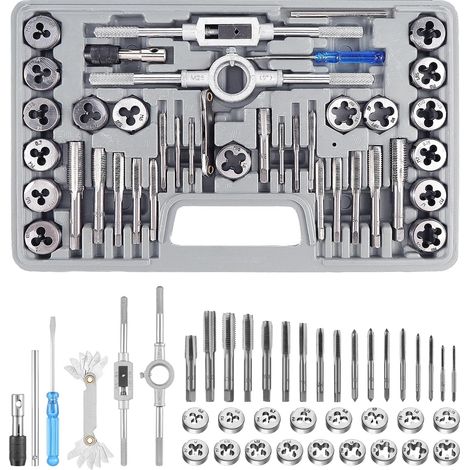 Juego de machos y terrajas, juego de 40 piezas de herramientas para roscar y terrajar M3-M12, que incluye accesorios para machos y llaves. (1/5)