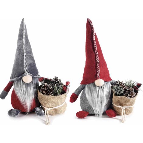 Gnomo Natalizi del bosco con sacco di pigne innevate - Idea regalo, Decorazione Natalizia (1/2)